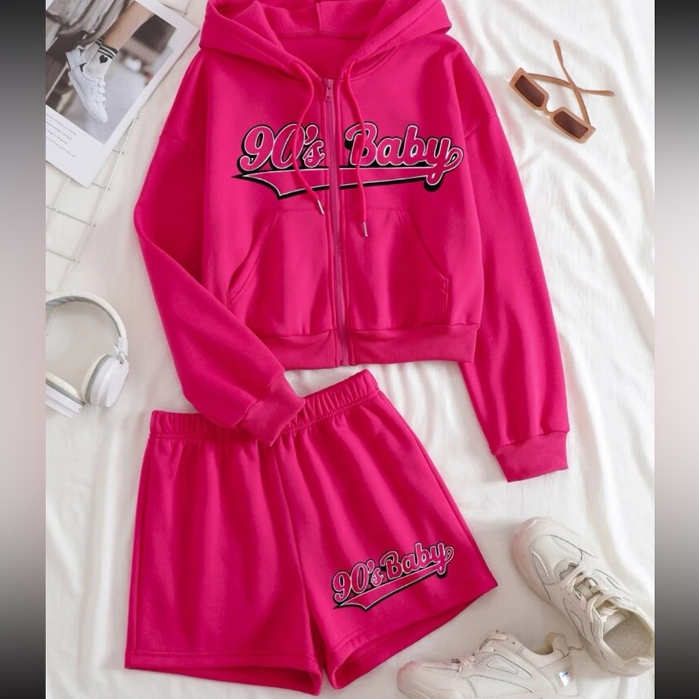 GRAPHIC SIP UP Pink vintage , Thermal Hoodie Set XS